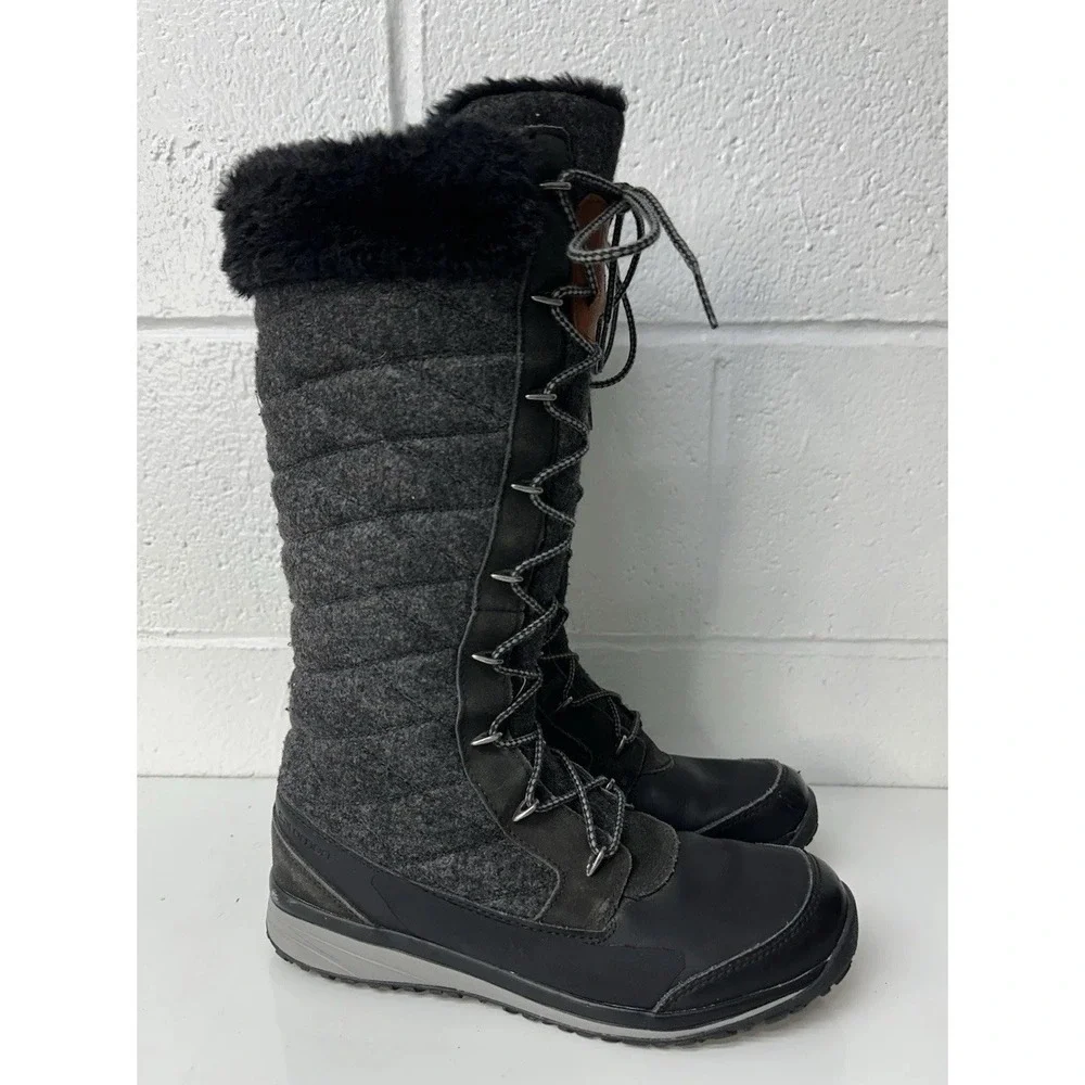 Salomon Hime High Tall Snow Boots Quilted Faux Fur Women's size 7.5 Clima Shield